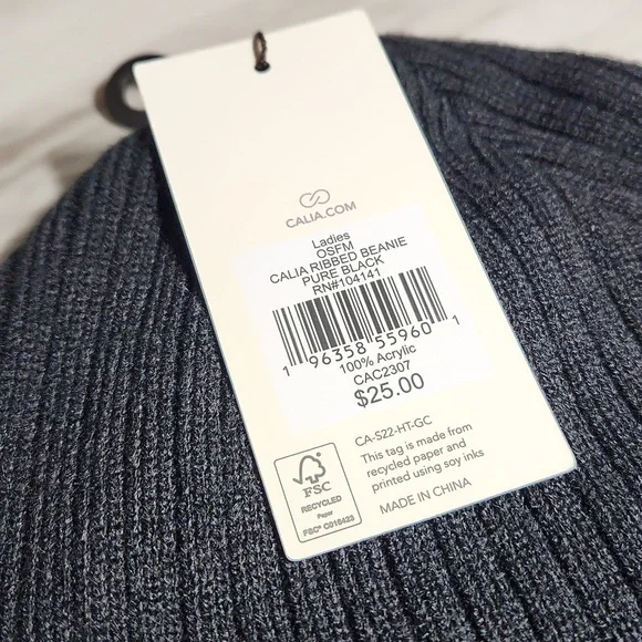 Calia ribbed beanie pure black NWT - Picture 5 of 7